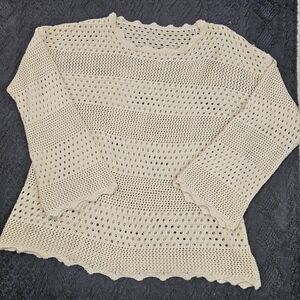 Elegant Cream Knit Women's Sweater